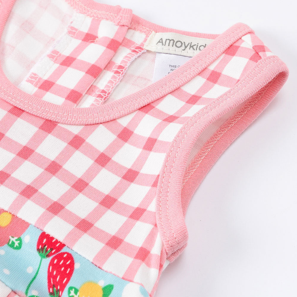 Summer New Products Bamboo Fiber Girls Skirt Plaid Sleeveless Children's Girls Clothes Dress Factory Delivery