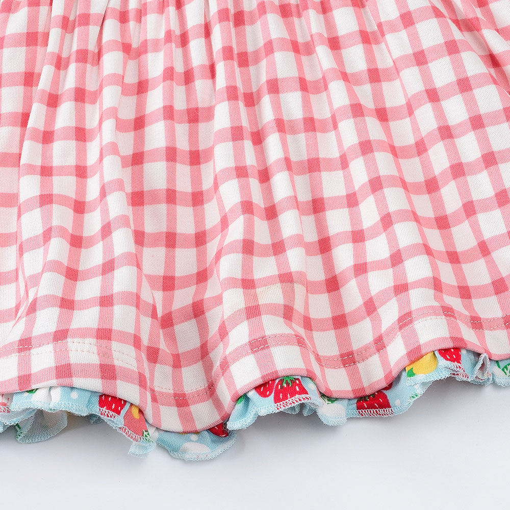 Summer New Products Bamboo Fiber Girls Skirt Plaid Sleeveless Children's Girls Clothes Dress Factory Delivery